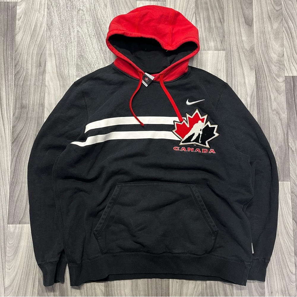 Nike Black and Red Canada Logo Hoodie